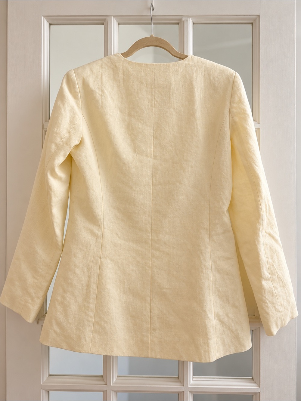 COMMENSE Butter Yellow Collarless Blazer Size S NWT - Picture 4 of 5